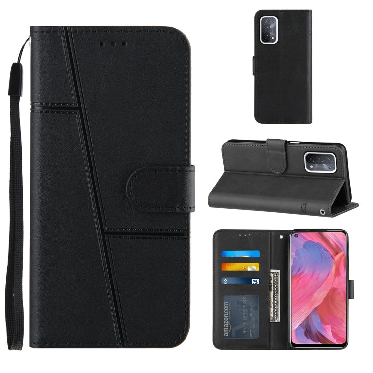 For OPPO A93 5G / A74 5G Stitching Calf Texture Buckle Horizontal Flip Leather Case with Holder & Card Slots & Wallet & Lanyard