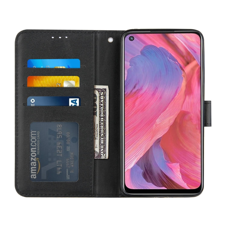 For OPPO A93 5G / A74 5G Stitching Calf Texture Buckle Horizontal Flip Leather Case with Holder & Card Slots & Wallet & Lanyard