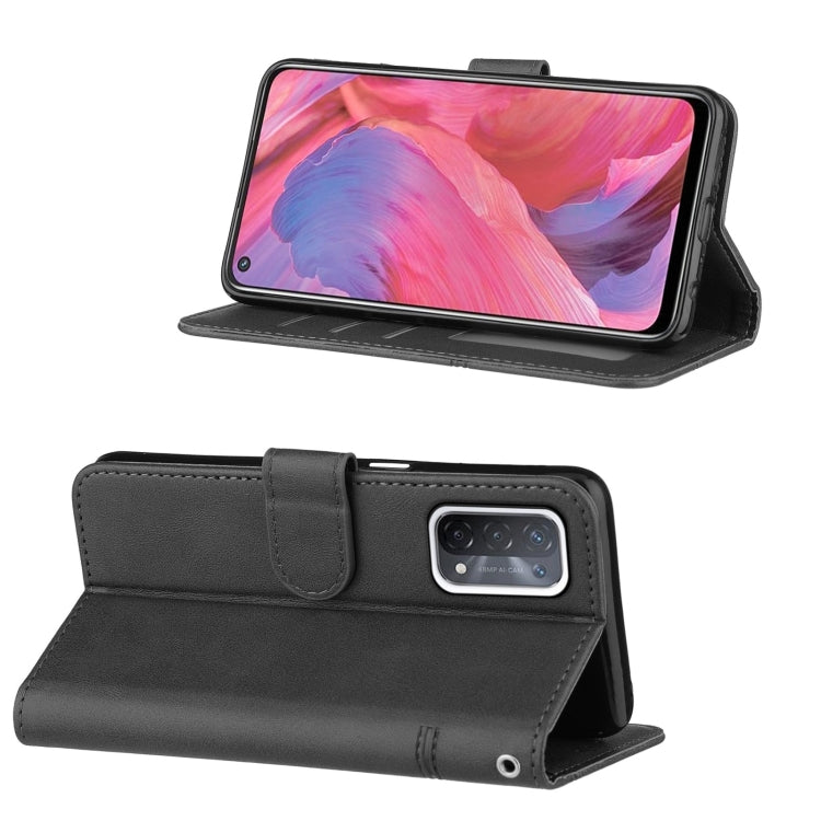 For OPPO A93 5G / A74 5G Stitching Calf Texture Buckle Horizontal Flip Leather Case with Holder & Card Slots & Wallet & Lanyard