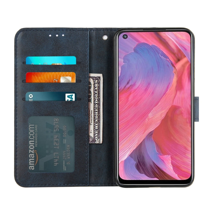 For OPPO A93 5G / A74 5G Stitching Calf Texture Buckle Horizontal Flip Leather Case with Holder & Card Slots & Wallet & Lanyard