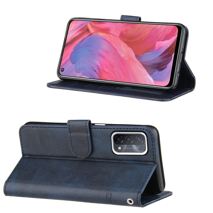 For OPPO A93 5G / A74 5G Stitching Calf Texture Buckle Horizontal Flip Leather Case with Holder & Card Slots & Wallet & Lanyard