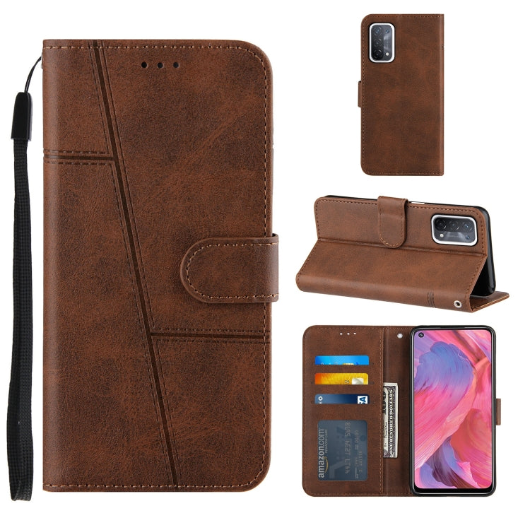 For OPPO A93 5G / A74 5G Stitching Calf Texture Buckle Horizontal Flip Leather Case with Holder & Card Slots & Wallet & Lanyard