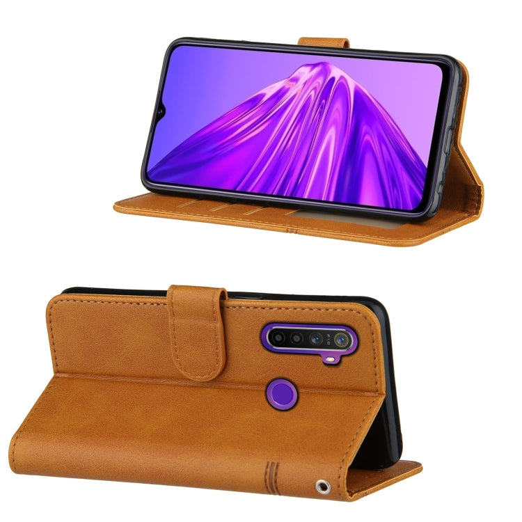 For OPPO Realme 5 / 6i Stitching Calf Texture Buckle Horizontal Flip Leather Case with Holder & Card Slots & Wallet & Lanyard