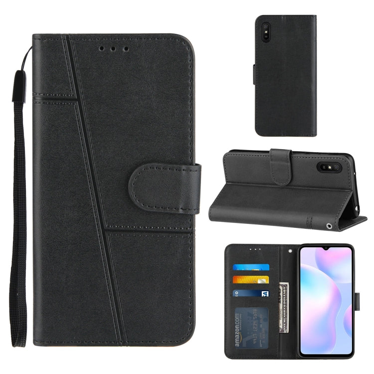 For Xiaomi Redmi 9A Stitching Calf Texture Buckle Horizontal Flip Leather Case with Holder & Card Slots & Wallet & Lanyard
