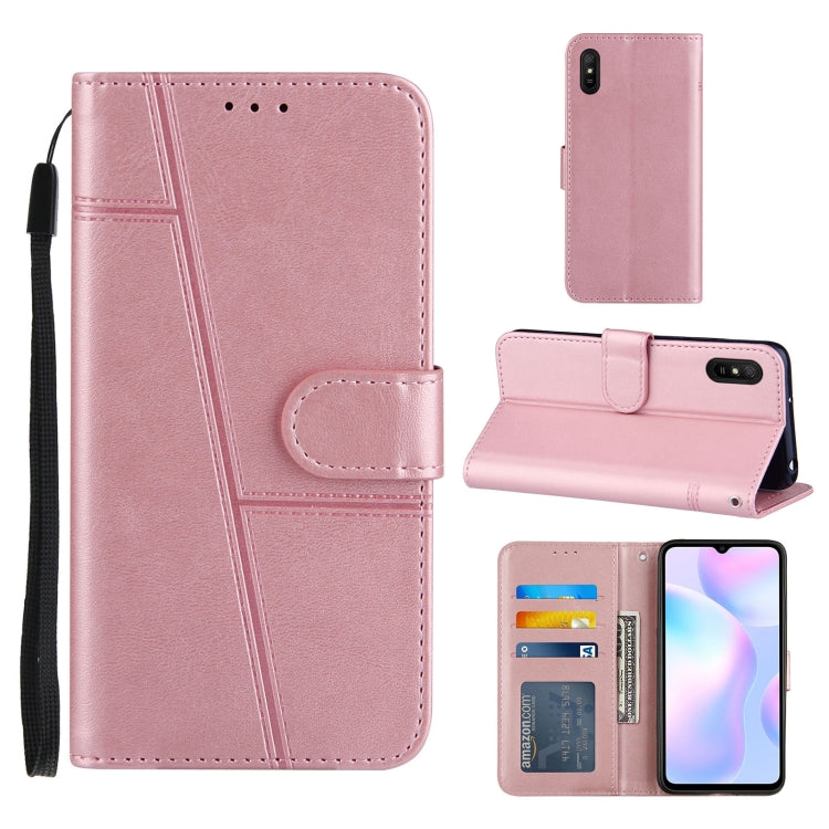 For Xiaomi Redmi 9A Stitching Calf Texture Buckle Horizontal Flip Leather Case with Holder & Card Slots & Wallet & Lanyard