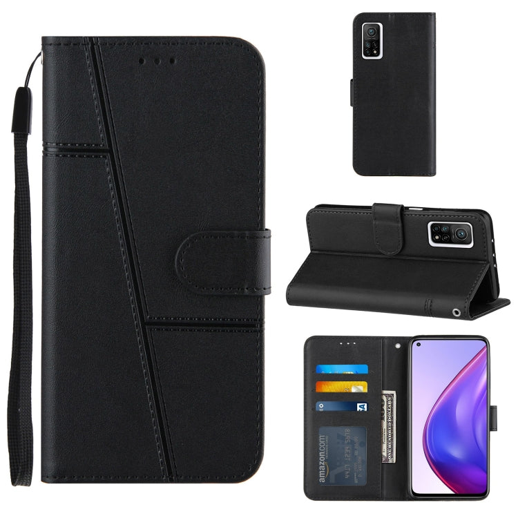For Xiaomi Mi 10T / 10T Pro Stitching Calf Texture Buckle Horizontal Flip Leather Case with Holder & Card Slots & Wallet & Lanyard