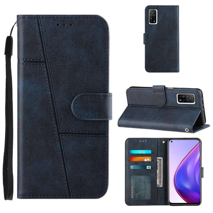 For Xiaomi Mi 10T / 10T Pro Stitching Calf Texture Buckle Horizontal Flip Leather Case with Holder & Card Slots & Wallet & Lanyard