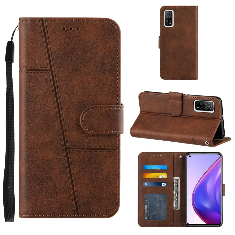 For Xiaomi Mi 10T / 10T Pro Stitching Calf Texture Buckle Horizontal Flip Leather Case with Holder & Card Slots & Wallet & Lanyard