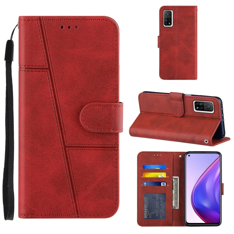 For Xiaomi Mi 10T / 10T Pro Stitching Calf Texture Buckle Horizontal Flip Leather Case with Holder & Card Slots & Wallet & Lanyard