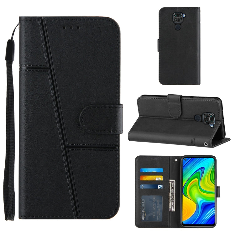 For Xiaomi Redmi Note 9 Stitching Calf Texture Buckle Horizontal Flip Leather Case with Holder & Card Slots & Wallet & Lanyard