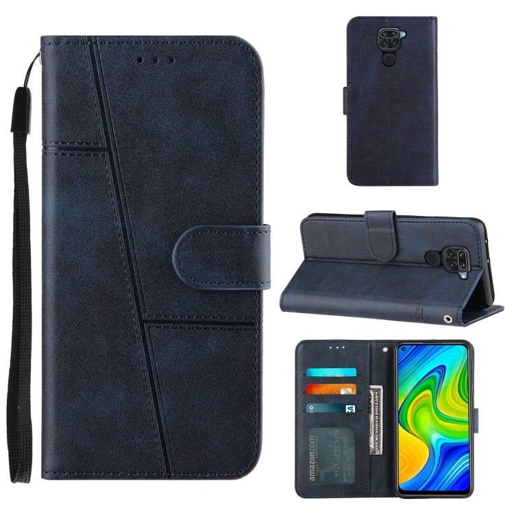 For Xiaomi Redmi Note 9 Stitching Calf Texture Buckle Horizontal Flip Leather Case with Holder & Card Slots & Wallet & Lanyard