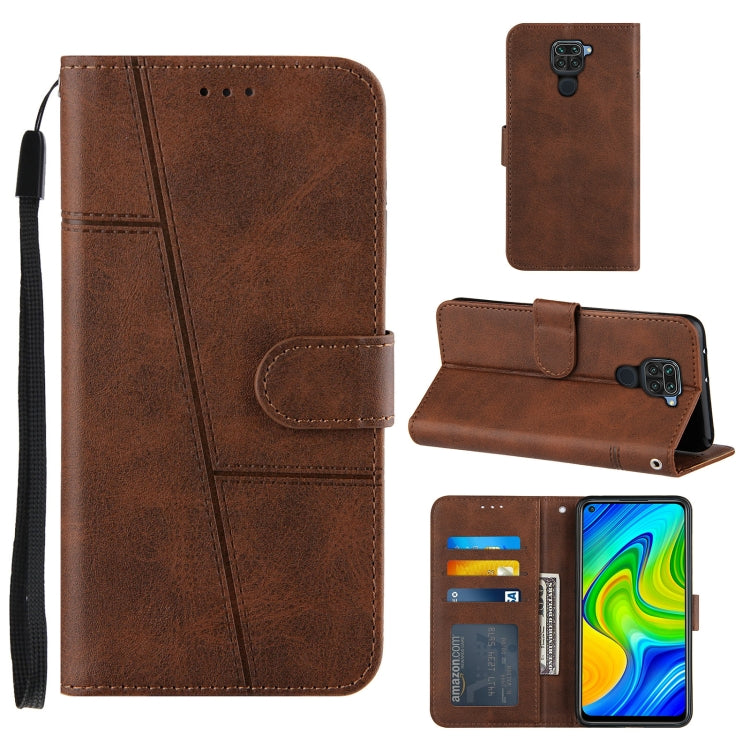 For Xiaomi Redmi Note 9 Stitching Calf Texture Buckle Horizontal Flip Leather Case with Holder & Card Slots & Wallet & Lanyard
