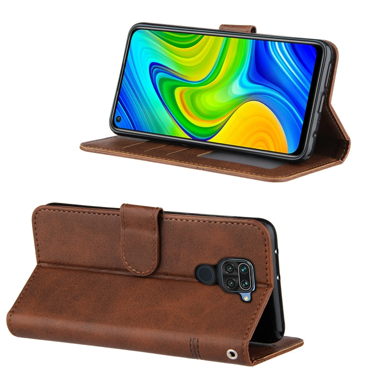 For Xiaomi Redmi Note 9 Stitching Calf Texture Buckle Horizontal Flip Leather Case with Holder & Card Slots & Wallet & Lanyard