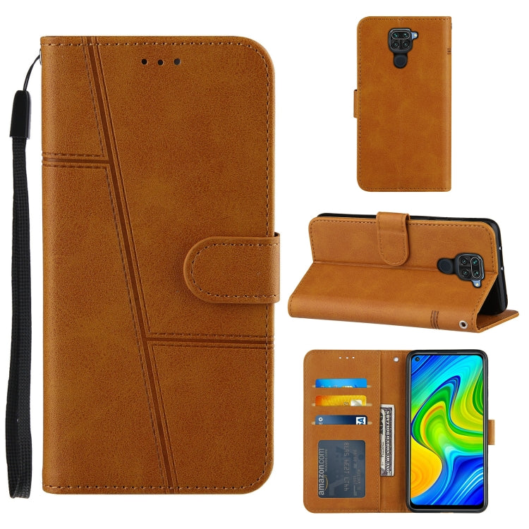 For Xiaomi Redmi Note 9 Stitching Calf Texture Buckle Horizontal Flip Leather Case with Holder & Card Slots & Wallet & Lanyard