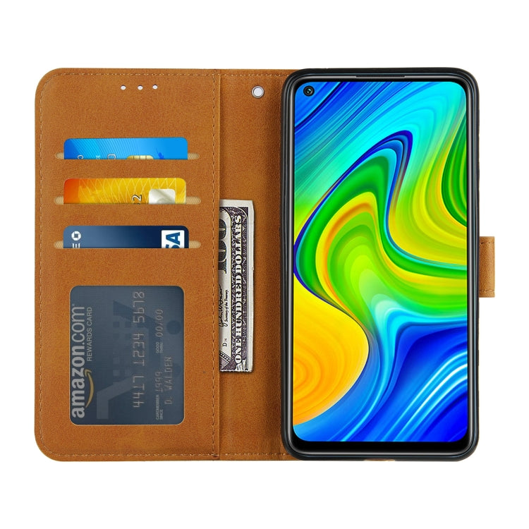 For Xiaomi Redmi Note 9 Stitching Calf Texture Buckle Horizontal Flip Leather Case with Holder & Card Slots & Wallet & Lanyard