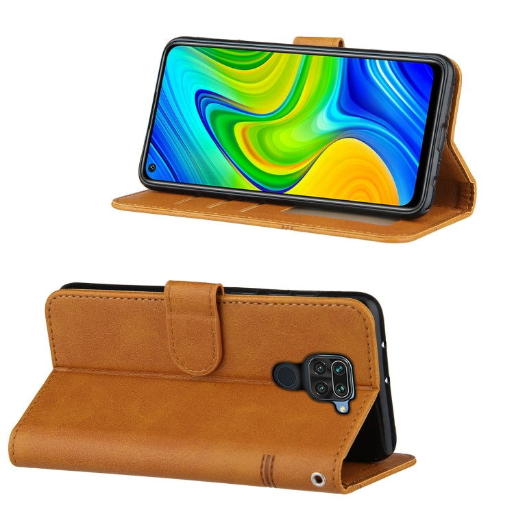 For Xiaomi Redmi Note 9 Stitching Calf Texture Buckle Horizontal Flip Leather Case with Holder & Card Slots & Wallet & Lanyard