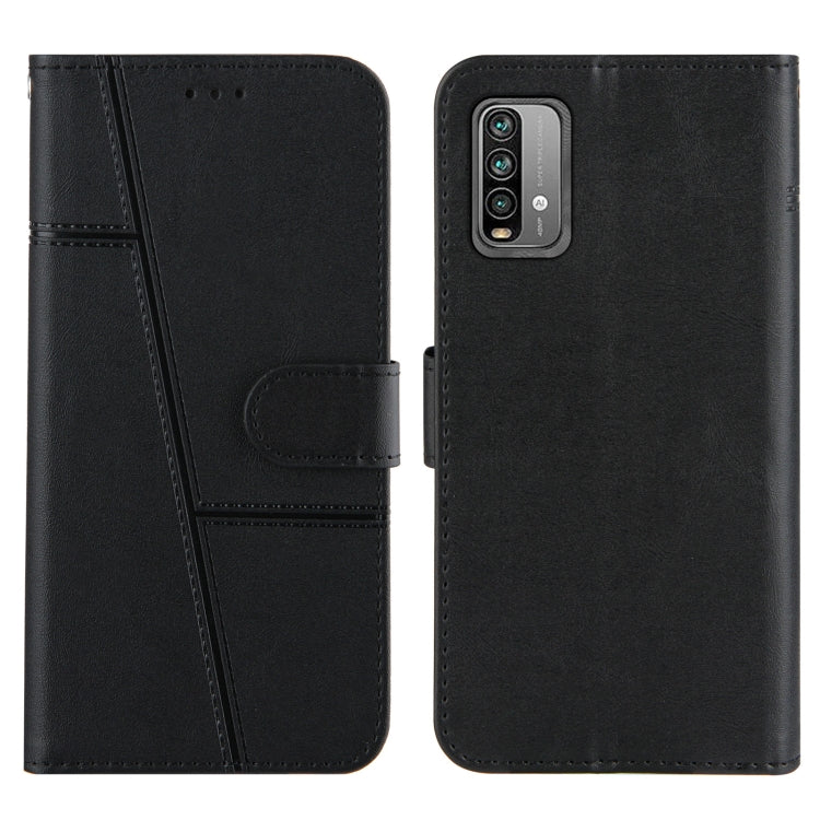 For Xiaomi Poco M3 / Redmi 9 Power / Note 9 4G Stitching Calf Texture Buckle Horizontal Flip Leather Case with Holder & Card Slots & Wallet & Lanyard