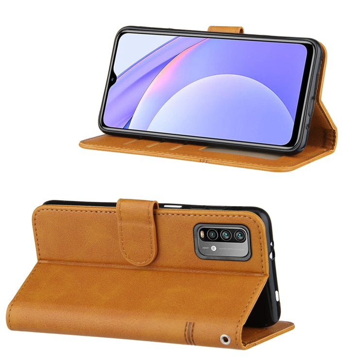 For Xiaomi Poco M3 / Redmi 9 Power / Note 9 4G Stitching Calf Texture Buckle Horizontal Flip Leather Case with Holder & Card Slots & Wallet & Lanyard