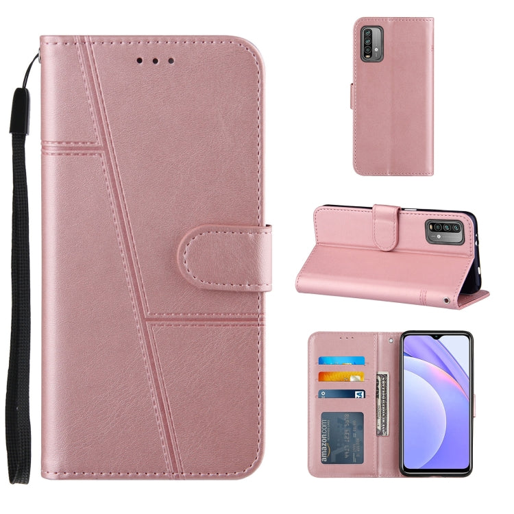 For Xiaomi Poco M3 / Redmi 9 Power / Note 9 4G Stitching Calf Texture Buckle Horizontal Flip Leather Case with Holder & Card Slots & Wallet & Lanyard