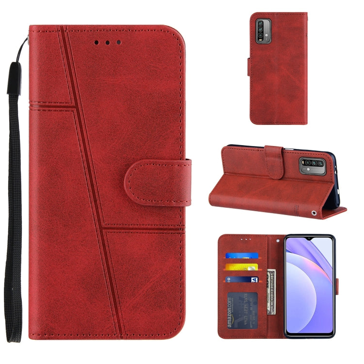 For Xiaomi Poco M3 / Redmi 9 Power / Note 9 4G Stitching Calf Texture Buckle Horizontal Flip Leather Case with Holder & Card Slots & Wallet & Lanyard
