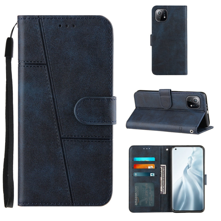 For Xiaomi Mi 11 Stitching Calf Texture Buckle Horizontal Flip Leather Case with Holder & Card Slots & Wallet & Lanyard