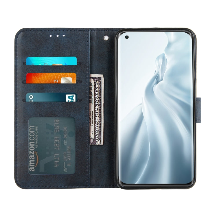 For Xiaomi Mi 11 Stitching Calf Texture Buckle Horizontal Flip Leather Case with Holder & Card Slots & Wallet & Lanyard
