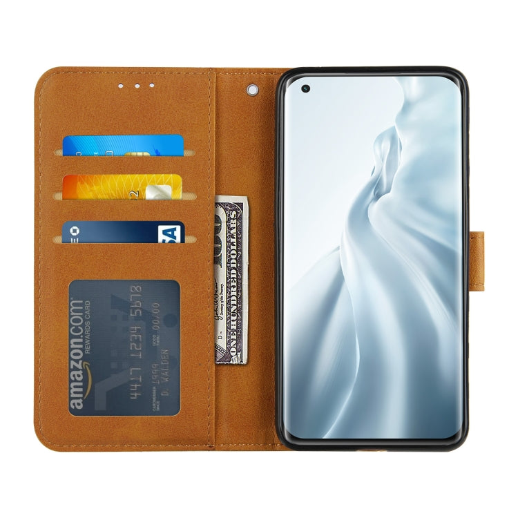 For Xiaomi Mi 11 Stitching Calf Texture Buckle Horizontal Flip Leather Case with Holder & Card Slots & Wallet & Lanyard