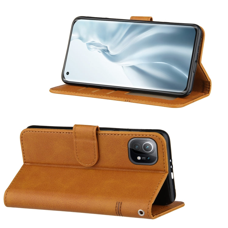 For Xiaomi Mi 11 Stitching Calf Texture Buckle Horizontal Flip Leather Case with Holder & Card Slots & Wallet & Lanyard