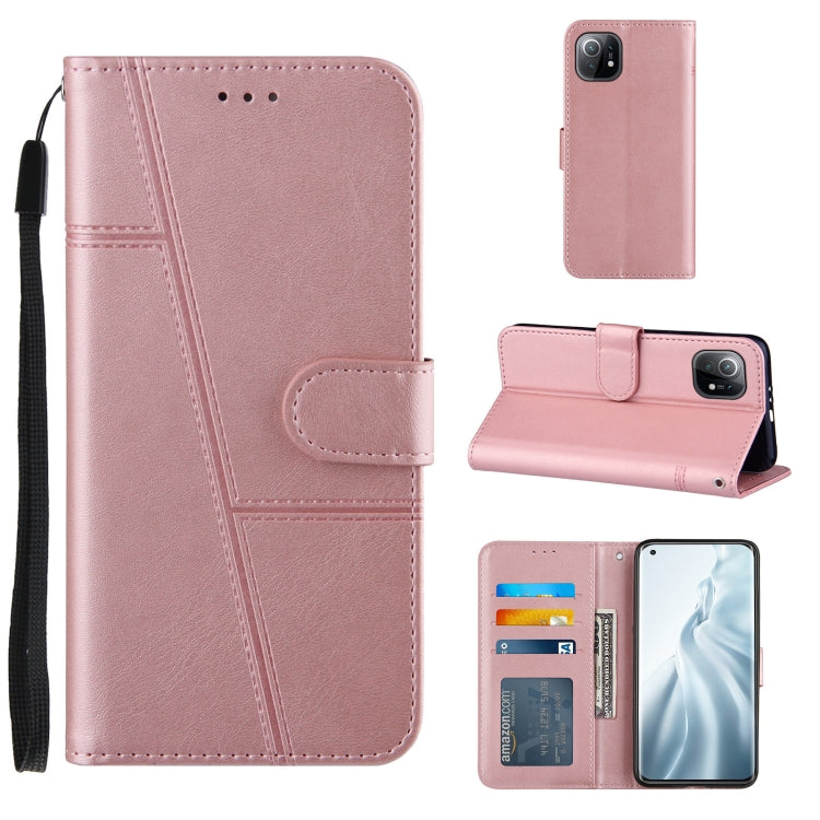 For Xiaomi Mi 11 Stitching Calf Texture Buckle Horizontal Flip Leather Case with Holder & Card Slots & Wallet & Lanyard