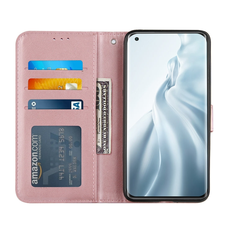 For Xiaomi Mi 11 Stitching Calf Texture Buckle Horizontal Flip Leather Case with Holder & Card Slots & Wallet & Lanyard