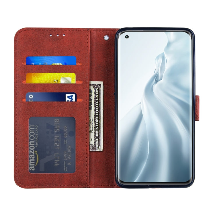 For Xiaomi Mi 11 Stitching Calf Texture Buckle Horizontal Flip Leather Case with Holder & Card Slots & Wallet & Lanyard