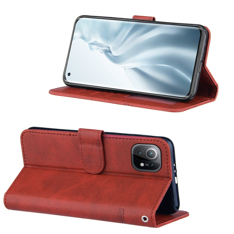 For Xiaomi Mi 11 Stitching Calf Texture Buckle Horizontal Flip Leather Case with Holder & Card Slots & Wallet & Lanyard