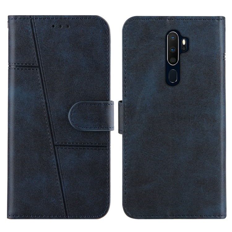 For OPPO A9 2020 Stitching Calf Texture Buckle Horizontal Flip Leather Case with Holder & Card Slots & Wallet & Lanyard