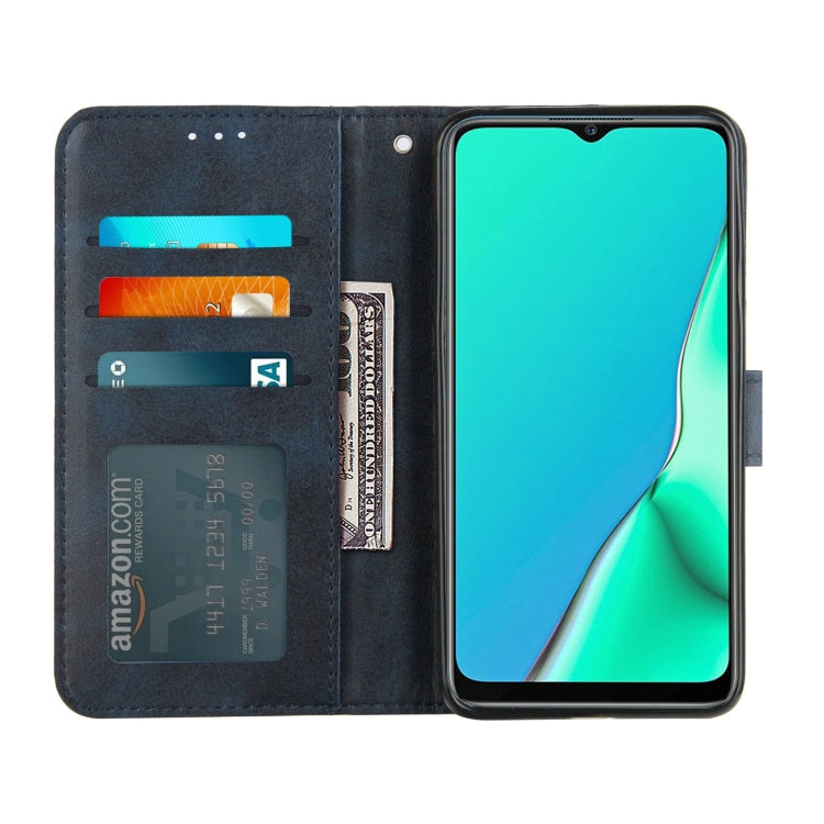 For OPPO A9 2020 Stitching Calf Texture Buckle Horizontal Flip Leather Case with Holder & Card Slots & Wallet & Lanyard