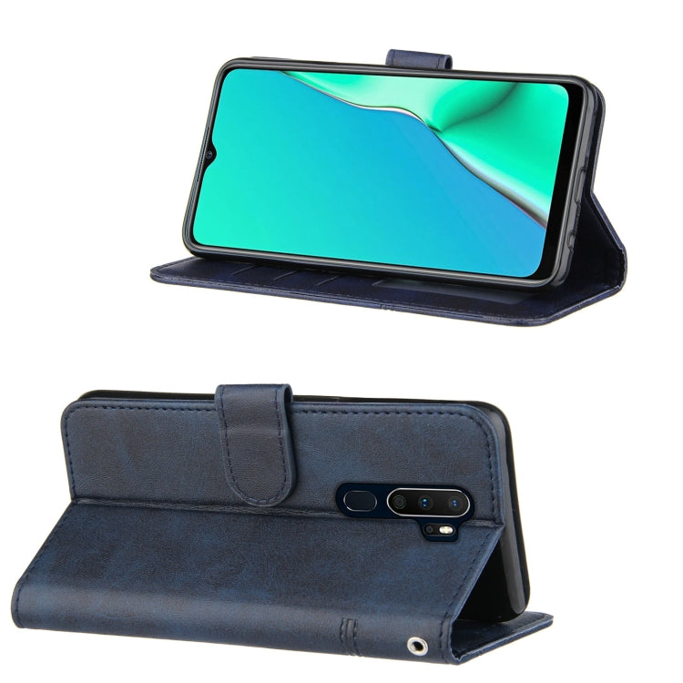 For OPPO A9 2020 Stitching Calf Texture Buckle Horizontal Flip Leather Case with Holder & Card Slots & Wallet & Lanyard