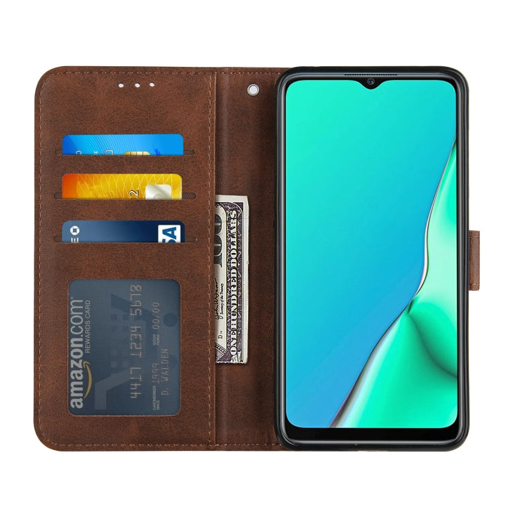 For OPPO A9 2020 Stitching Calf Texture Buckle Horizontal Flip Leather Case with Holder & Card Slots & Wallet & Lanyard