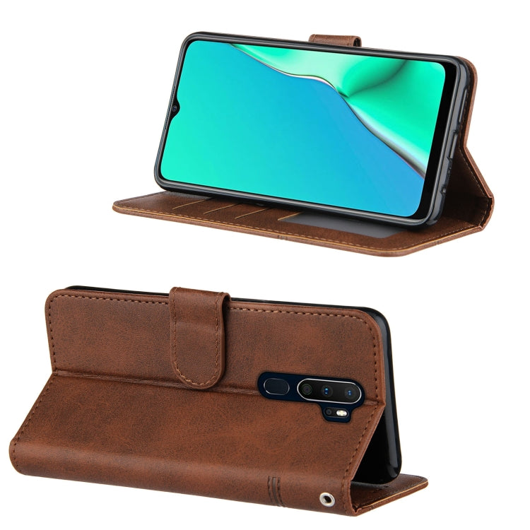 For OPPO A9 2020 Stitching Calf Texture Buckle Horizontal Flip Leather Case with Holder & Card Slots & Wallet & Lanyard