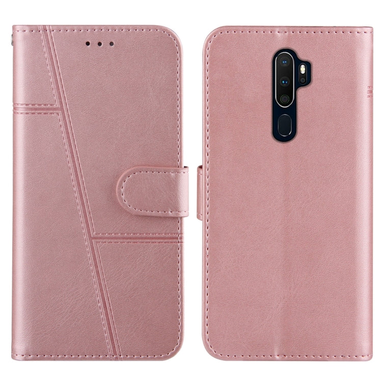For OPPO A9 2020 Stitching Calf Texture Buckle Horizontal Flip Leather Case with Holder & Card Slots & Wallet & Lanyard