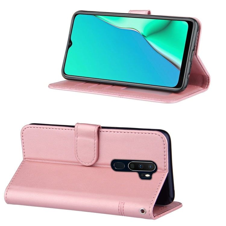 For OPPO A9 2020 Stitching Calf Texture Buckle Horizontal Flip Leather Case with Holder & Card Slots & Wallet & Lanyard
