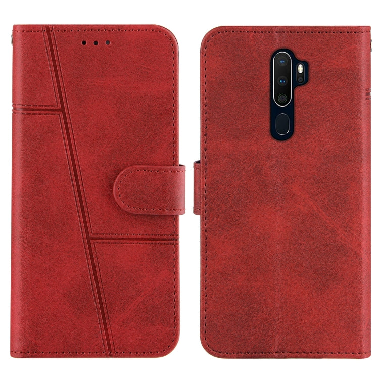 For OPPO A9 2020 Stitching Calf Texture Buckle Horizontal Flip Leather Case with Holder & Card Slots & Wallet & Lanyard