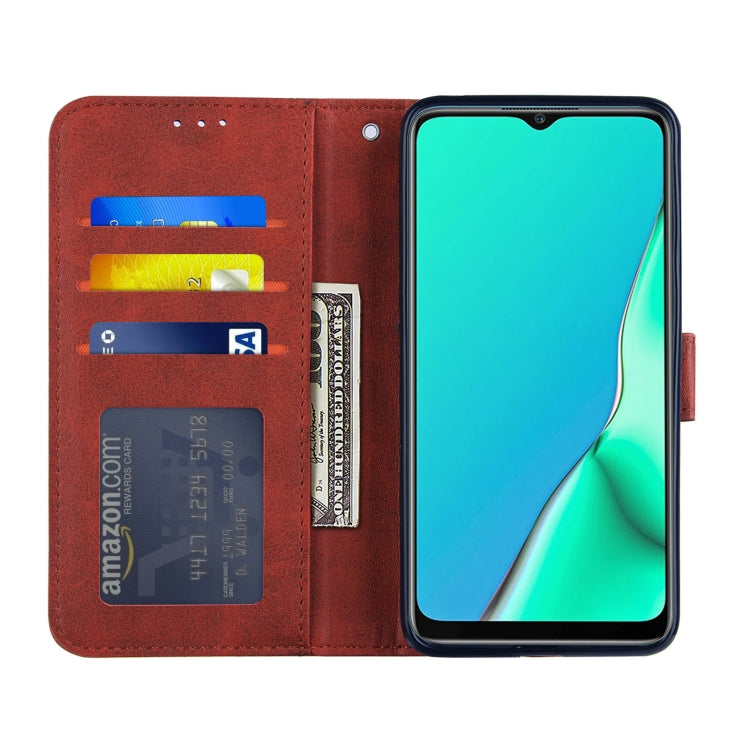 For OPPO A9 2020 Stitching Calf Texture Buckle Horizontal Flip Leather Case with Holder & Card Slots & Wallet & Lanyard