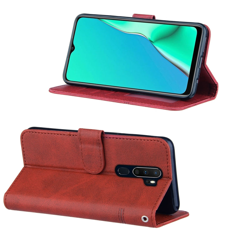 For OPPO A9 2020 Stitching Calf Texture Buckle Horizontal Flip Leather Case with Holder & Card Slots & Wallet & Lanyard