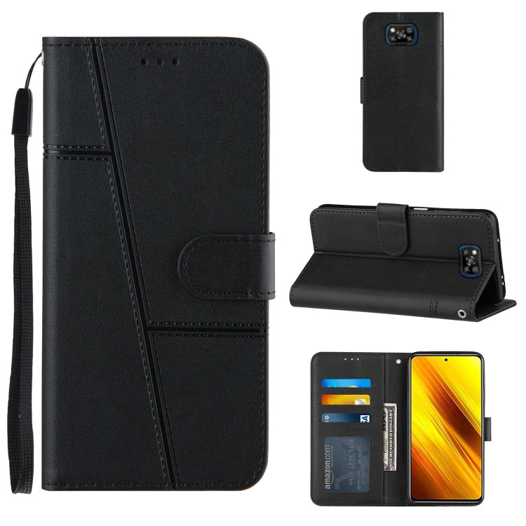 For Xiaomi Poco X3 NFC Stitching Calf Texture Buckle Horizontal Flip Leather Case with Holder & Card Slots & Wallet & Lanyard