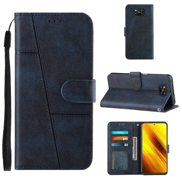For Xiaomi Poco X3 NFC Stitching Calf Texture Buckle Horizontal Flip Leather Case with Holder & Card Slots & Wallet & Lanyard