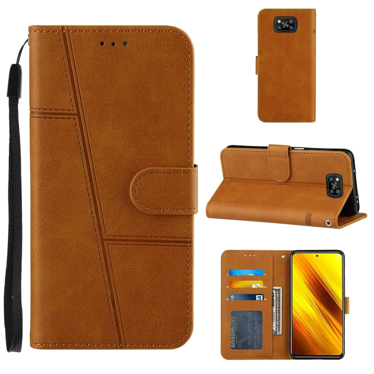 For Xiaomi Poco X3 NFC Stitching Calf Texture Buckle Horizontal Flip Leather Case with Holder & Card Slots & Wallet & Lanyard