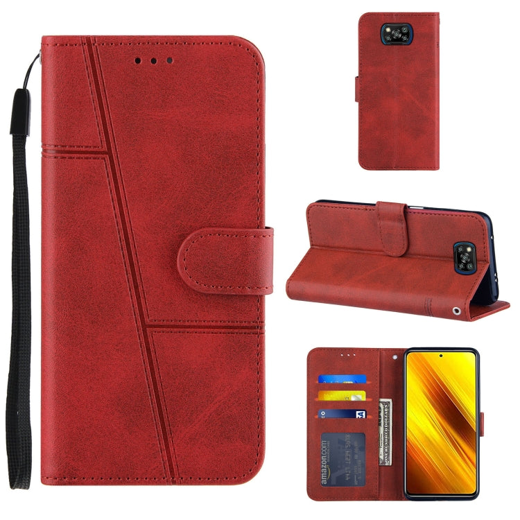 For Xiaomi Poco X3 NFC Stitching Calf Texture Buckle Horizontal Flip Leather Case with Holder & Card Slots & Wallet & Lanyard