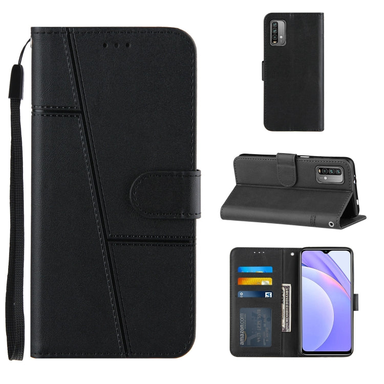 For Xiaomi Redmi 9T Stitching Calf Texture Buckle Horizontal Flip Leather Case with Holder & Card Slots & Wallet & Lanyard