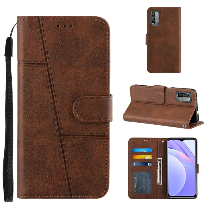 For Xiaomi Redmi 9T Stitching Calf Texture Buckle Horizontal Flip Leather Case with Holder & Card Slots & Wallet & Lanyard
