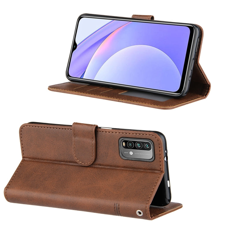 For Xiaomi Redmi 9T Stitching Calf Texture Buckle Horizontal Flip Leather Case with Holder & Card Slots & Wallet & Lanyard