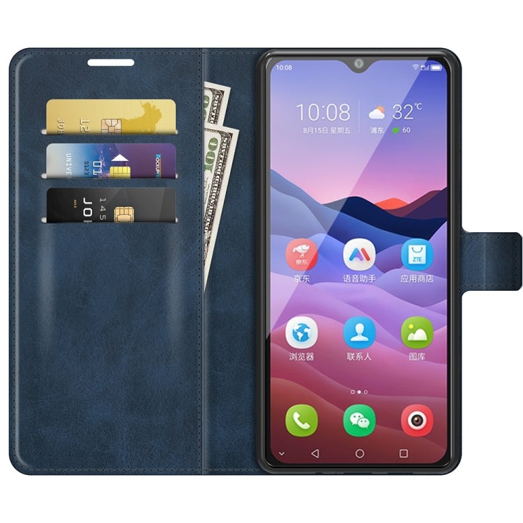 For ZTE V2020 Smart Retro Calf Pattern Buckle Horizontal Flip Leather Case with Holder & Card Slots & Wallet